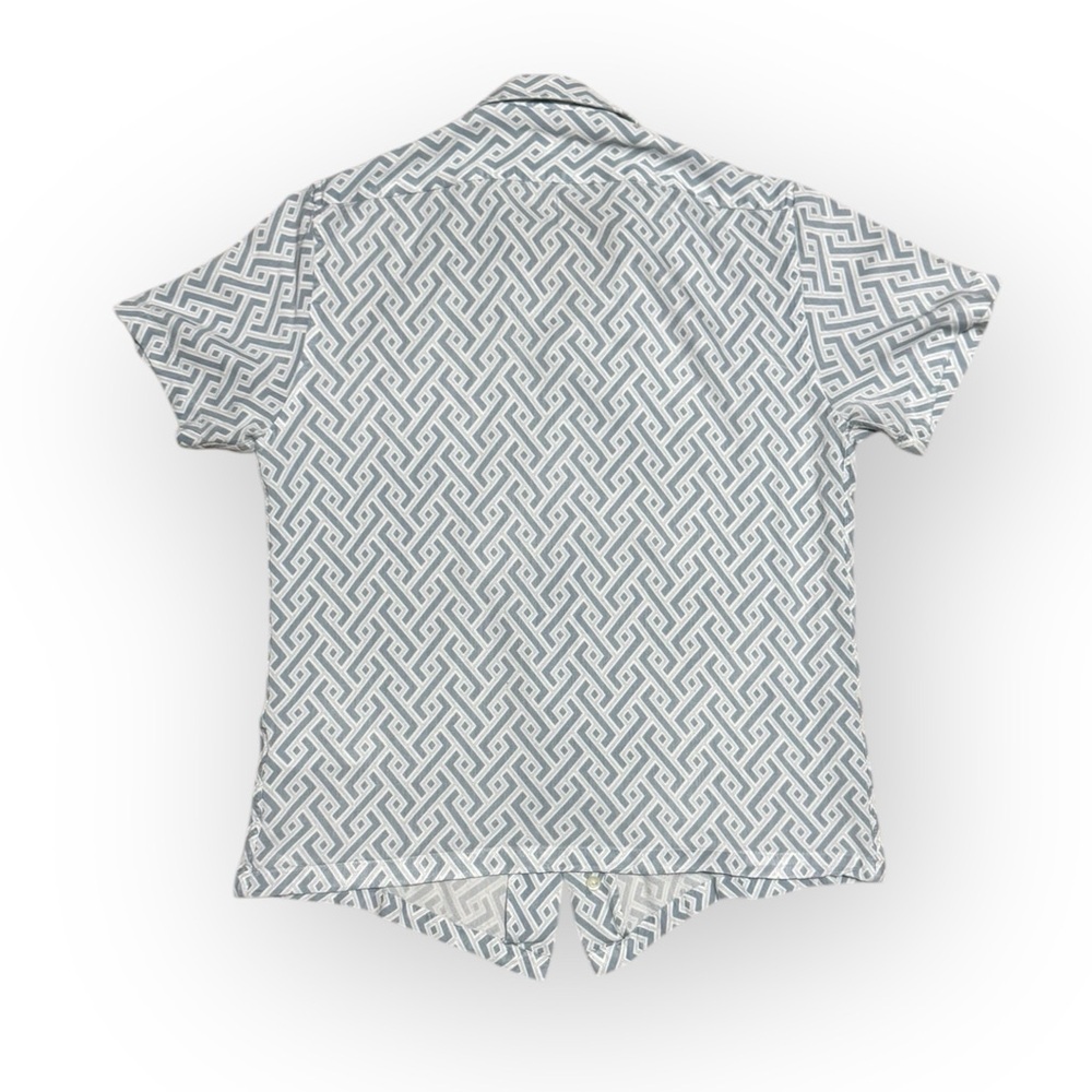 105 REISS Men’s Uptown Printed Cuban Collar Shirt, Blue, Large - Picture 3 of 9